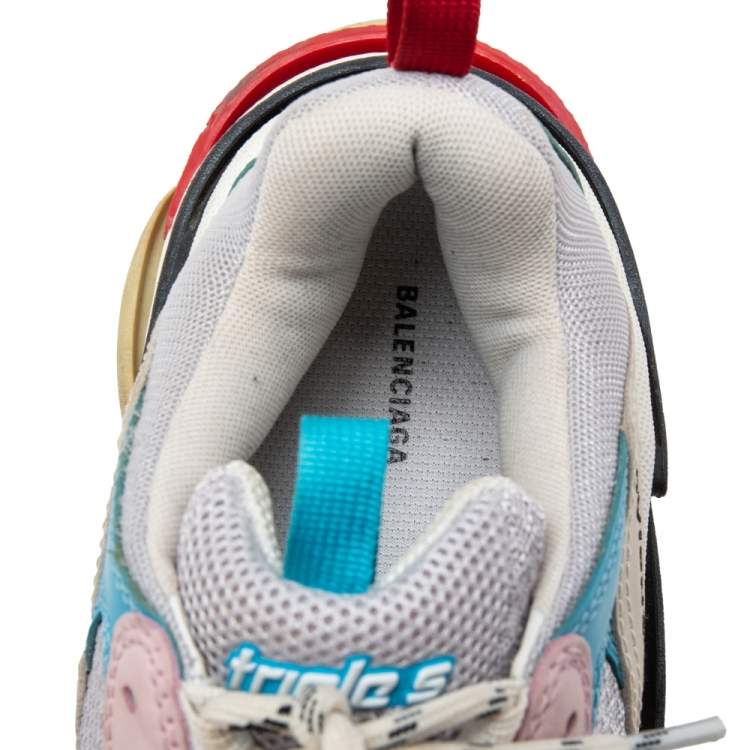 Pre Owned Balenciaga Multicolor Mesh And Leather Triple S Sneakers Size 41