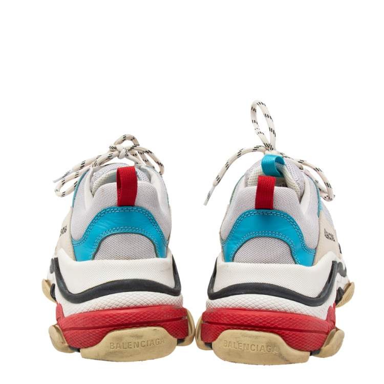 Pre Owned Balenciaga Multicolor Mesh And Leather Triple S Sneakers Size 41