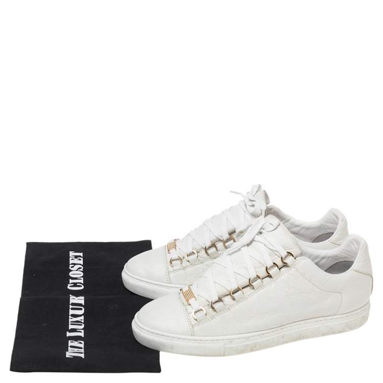 Pre Owned Balenciaga White Leather Arena  Sneakers Size 39