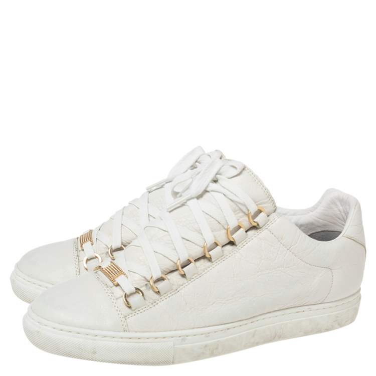 Pre Owned Balenciaga White Leather Arena  Sneakers Size 39