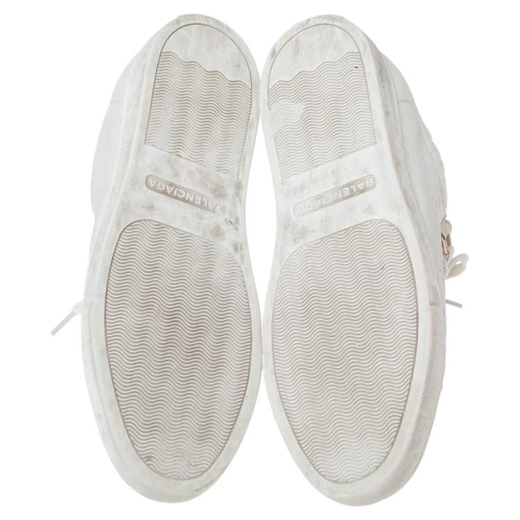 Pre Owned Balenciaga White Leather Arena  Sneakers Size 39