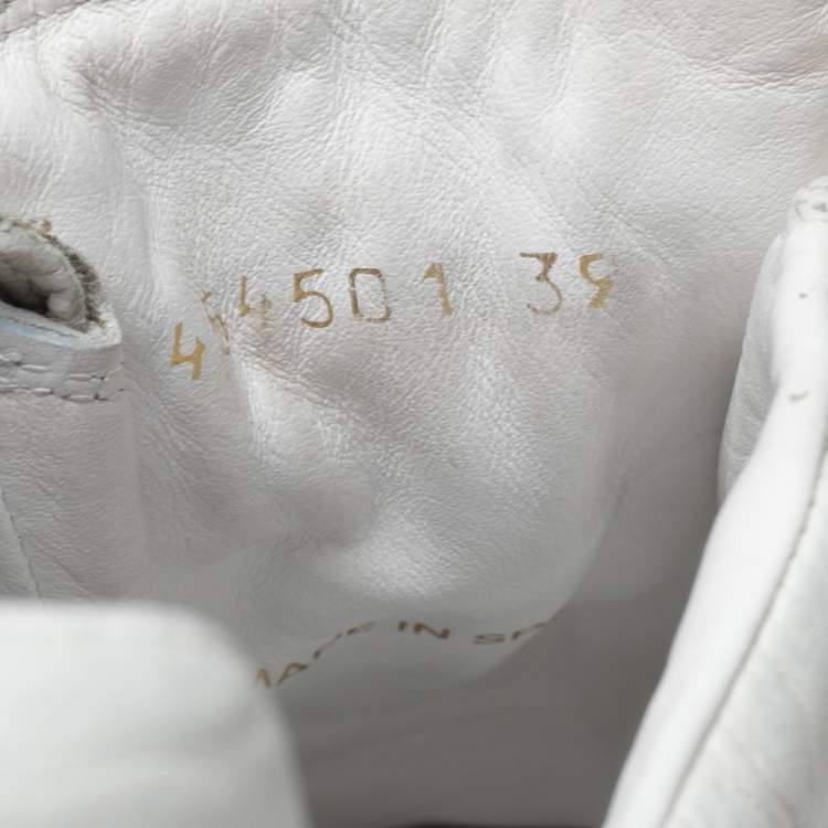 Pre Owned Balenciaga White Leather Arena  Sneakers Size 39