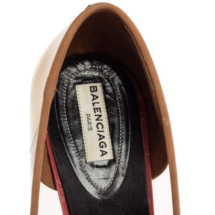 Pre Owned Balenciaga Multicolor PVC and Satin Pointed-Toe Pumps Size 41