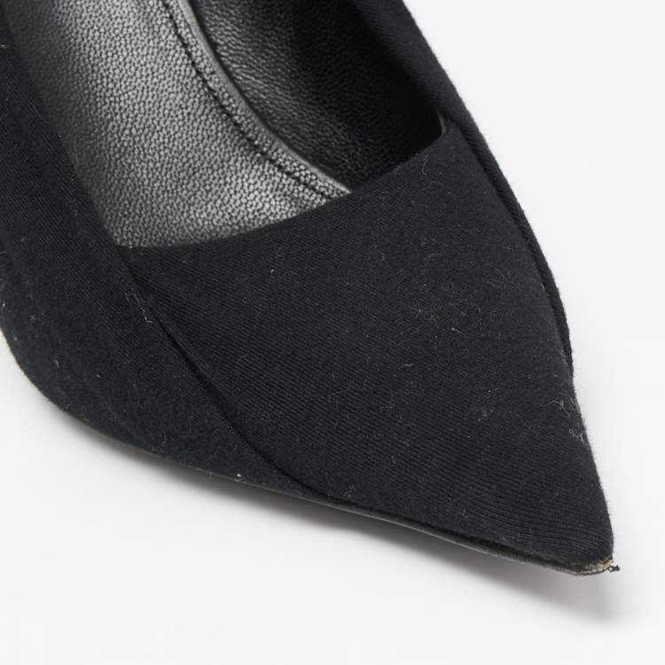 Pre Owned Balenciaga Black Fabric Knife Logo Pointed Toe Pumps Size 39.5