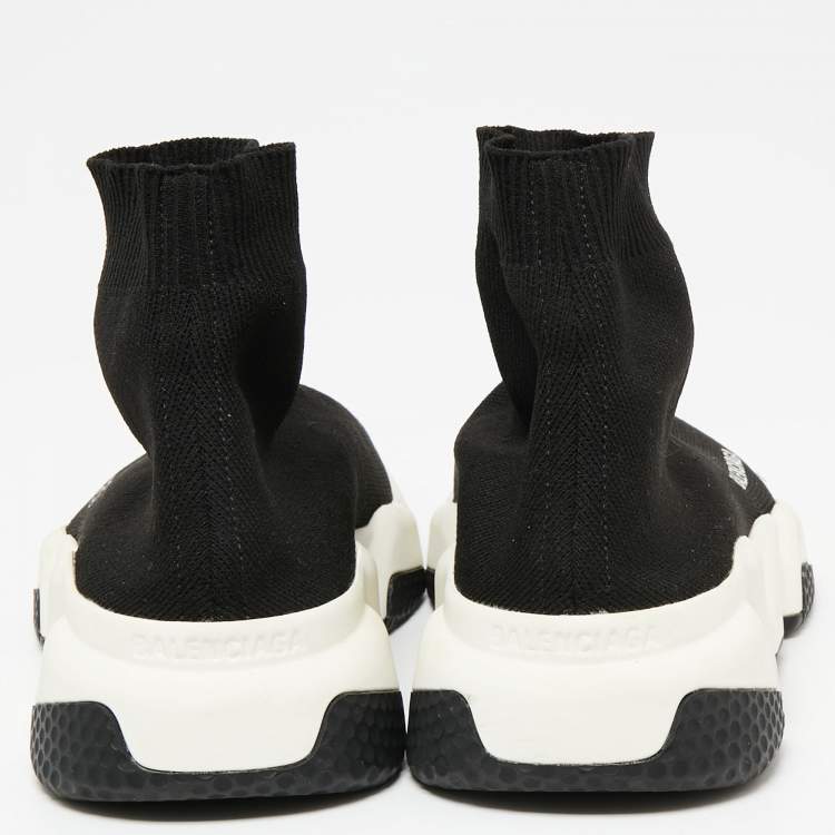 Pre Owned Balenciaga Black Knit Fabric Speed Trainer High-Top Sneakers Size 35