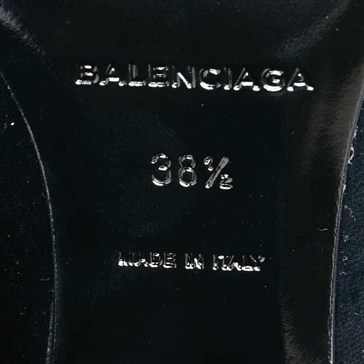 Pre Owned Balenciaga Navy Blue Velvet Ville Ankle Boots Size 38.5
