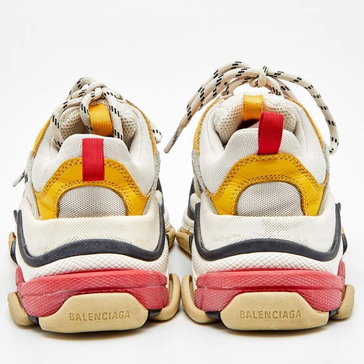 Pre Owned Balenciaga Multicolor Leather and Mesh Triple S Sneakers Size 36
