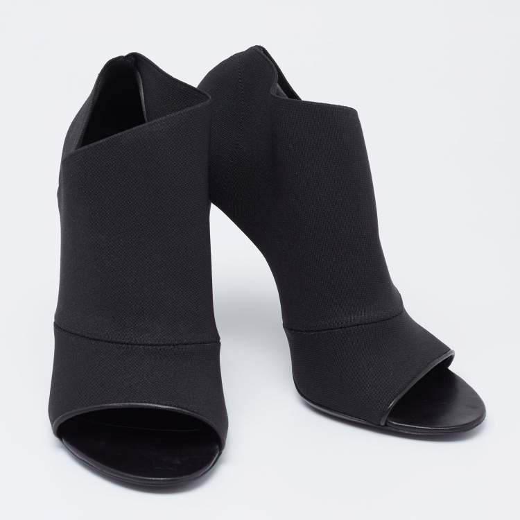 Pre Owned Balenciaga Black Stretch Fabric Open Toe Booties Size 39