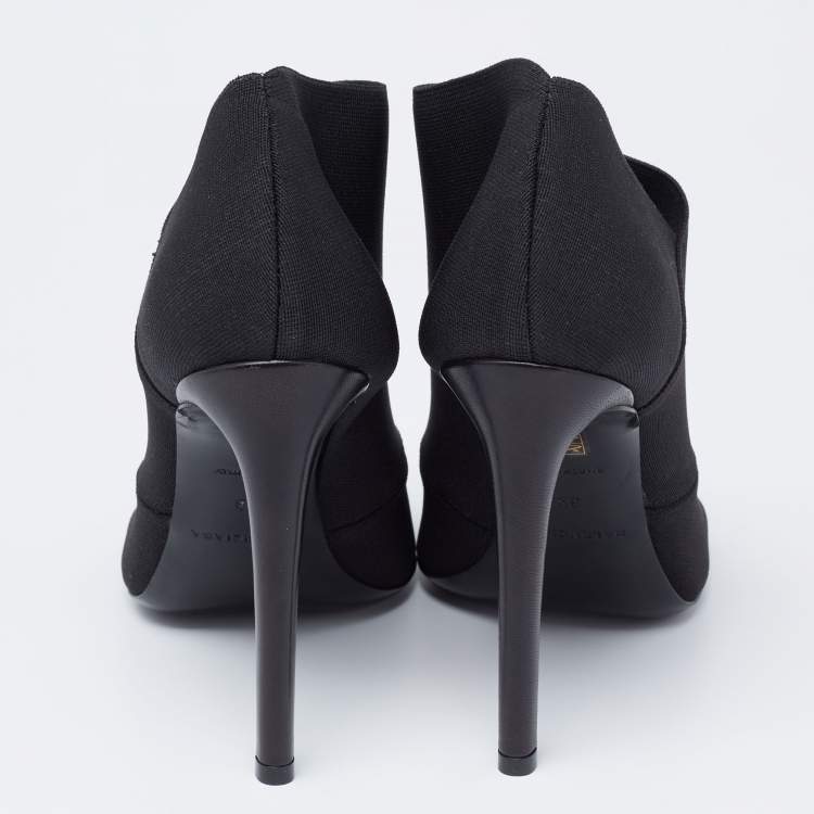 Pre Owned Balenciaga Black Stretch Fabric Open Toe Booties Size 39