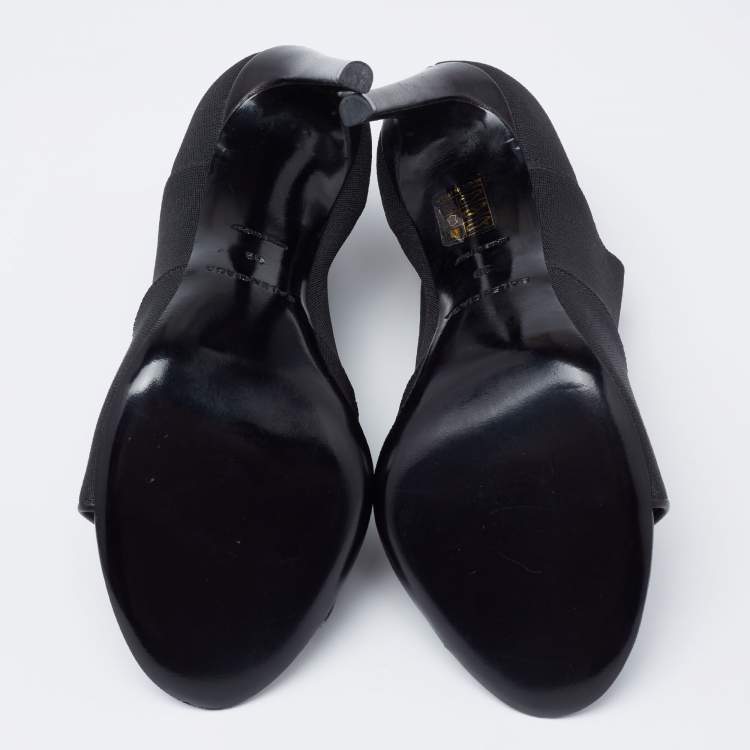 Pre Owned Balenciaga Black Stretch Fabric Open Toe Booties Size 39