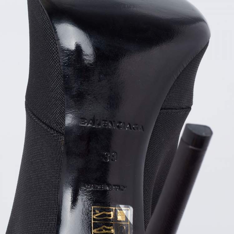 Pre Owned Balenciaga Black Stretch Fabric Open Toe Booties Size 39