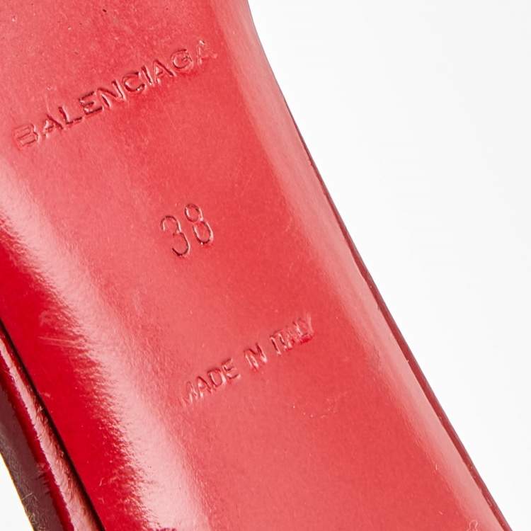 Pre Owned Balenciaga Red Leather Ankle Strap Sandals Size 38
