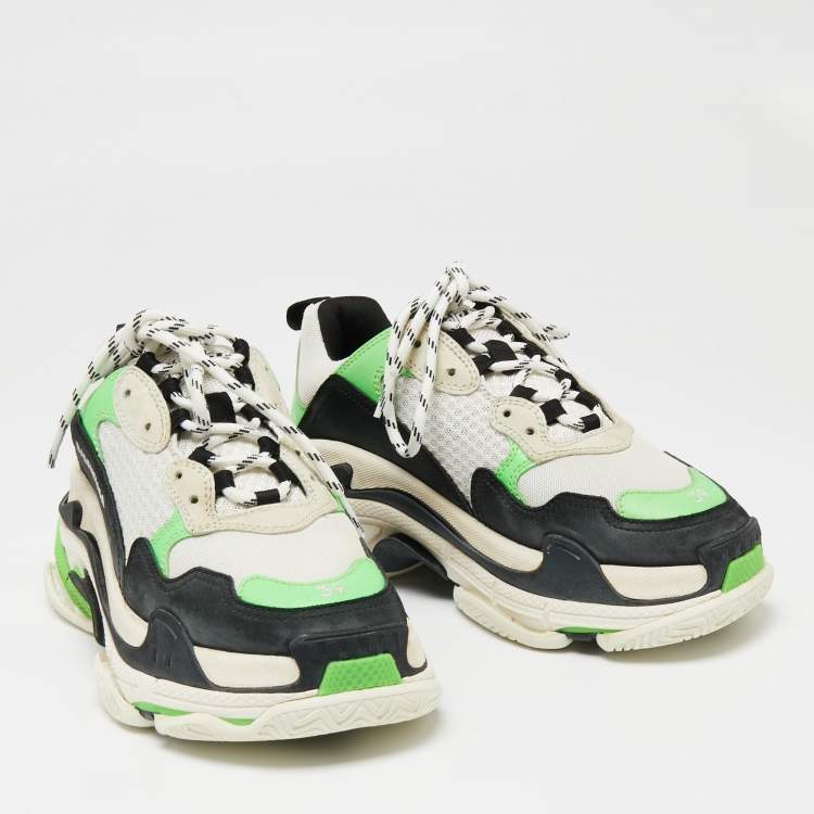 Pre Owned Balenciaga Multicolor Leather And Mesh Triple S Clear Sneakers Size 39