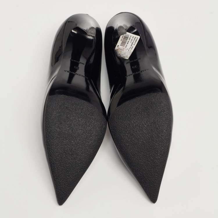 Pre Owned Balenciaga Black Patent Leather Pointed-Toe Pumps Size 39