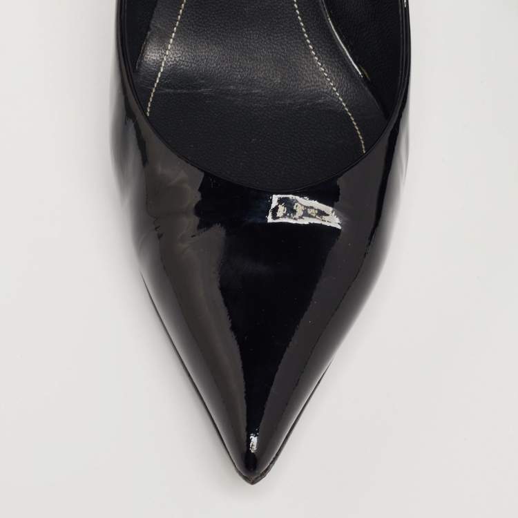Pre Owned Balenciaga Black Patent Leather Pointed-Toe Pumps Size 39