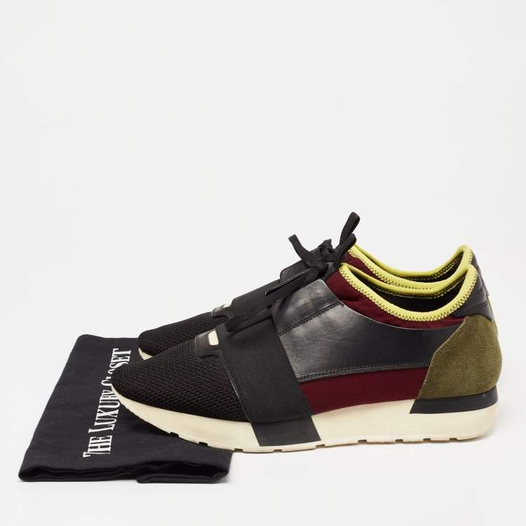 Pre Owned Balenciaga Multicolor Suede And Mesh Race Runner Low-Top Sneakers Size 41