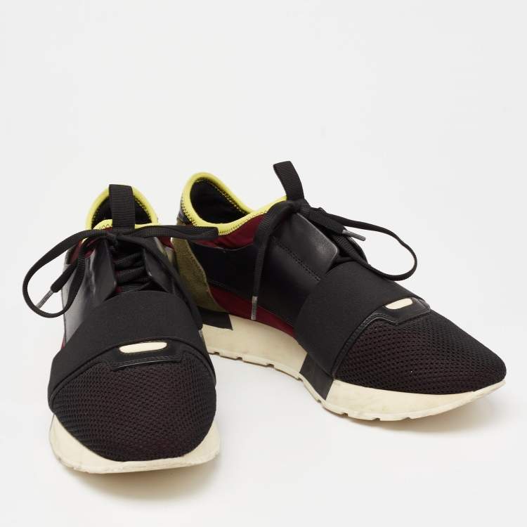 Pre Owned Balenciaga Multicolor Suede And Mesh Race Runner Low-Top Sneakers Size 41