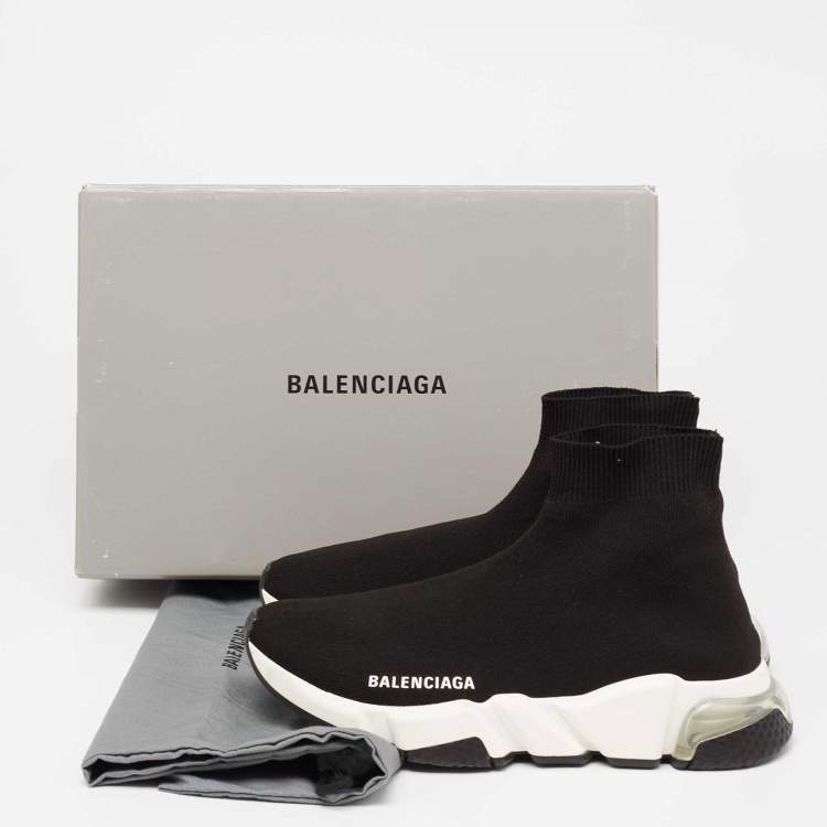 Pre Owned Balenciaga Black Knit Fabric Speed LT Sneakers Size 38 