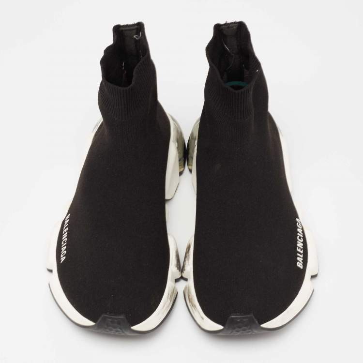 Pre Owned Balenciaga Black Knit Fabric Speed LT Sneakers Size 38 