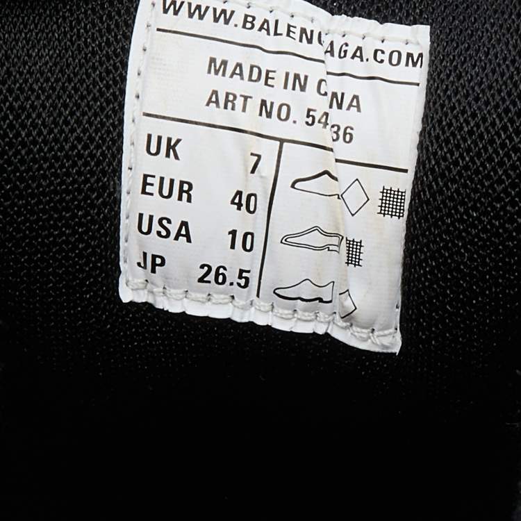 Pre Owned Balenciaga Grey/White Leather And Mesh Track Lace Up Sneakers Size 40