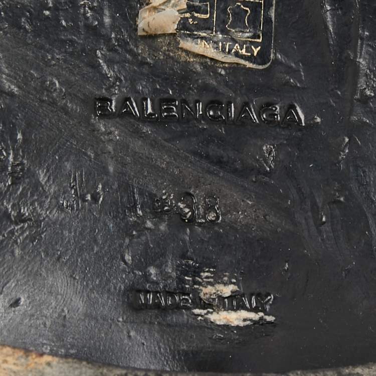 Pre Owned Balenciaga Black Leather Stud Embellished  Oxfords Size 38