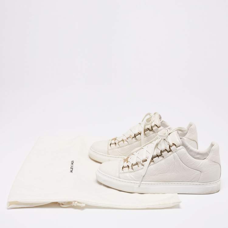 Pre Owned Balenciaga White Leather Arena Lace Up  Sneakers Size 36