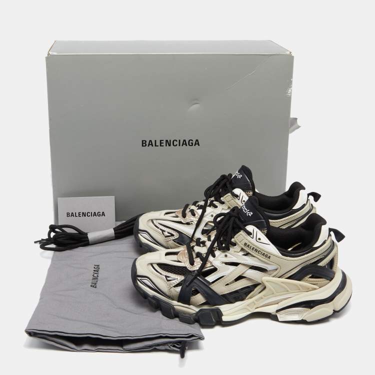 Pre Owned Balenciaga Multicolor Leather and Mesh Track 2 Open Sneakers Size 37