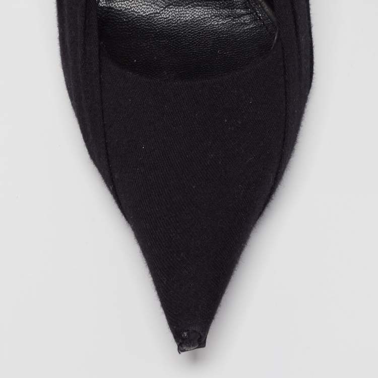 Pre Owned Balenciaga Black Logo Fabric and Leather Knife Pumps Size 38