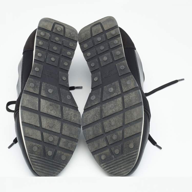 Pre Owned Balenciaga Black Leather, Suede and Mesh Race Runner Sneakers Size 38