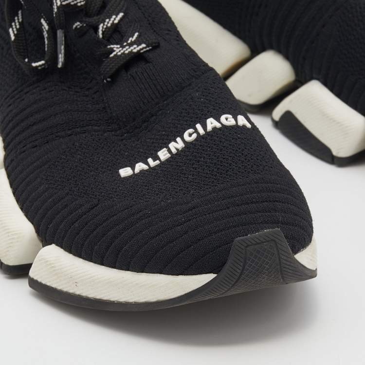 Pre Owned Balenciaga Black Knit Fabric Speed 2 Lace Up Sneakers Size 41