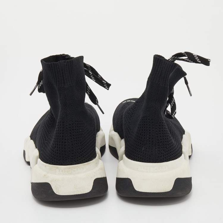 Pre Owned Balenciaga Black Knit Fabric Speed 2 Lace Up Sneakers Size 41