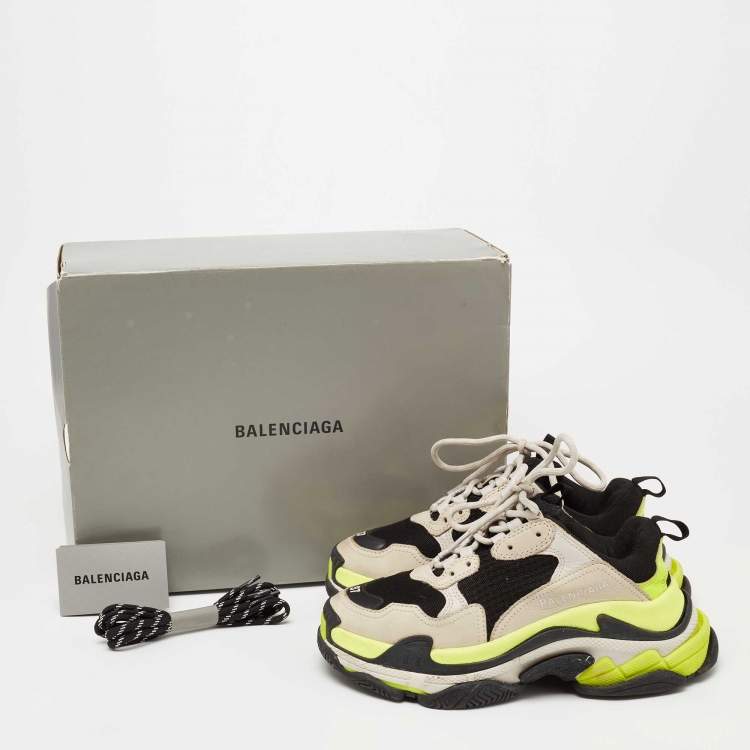 Pre Owned Balenciaga Tri-Color Leather and Mesh Triple S Low-Top Sneakers Size 37