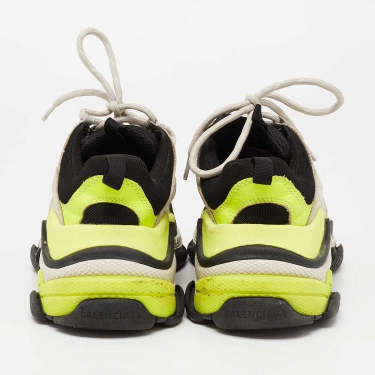 Pre Owned Balenciaga Tri-Color Leather and Mesh Triple S Low-Top Sneakers Size 37