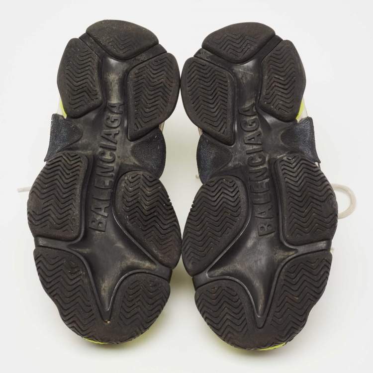 Pre Owned Balenciaga Tri-Color Leather and Mesh Triple S Low-Top Sneakers Size 37