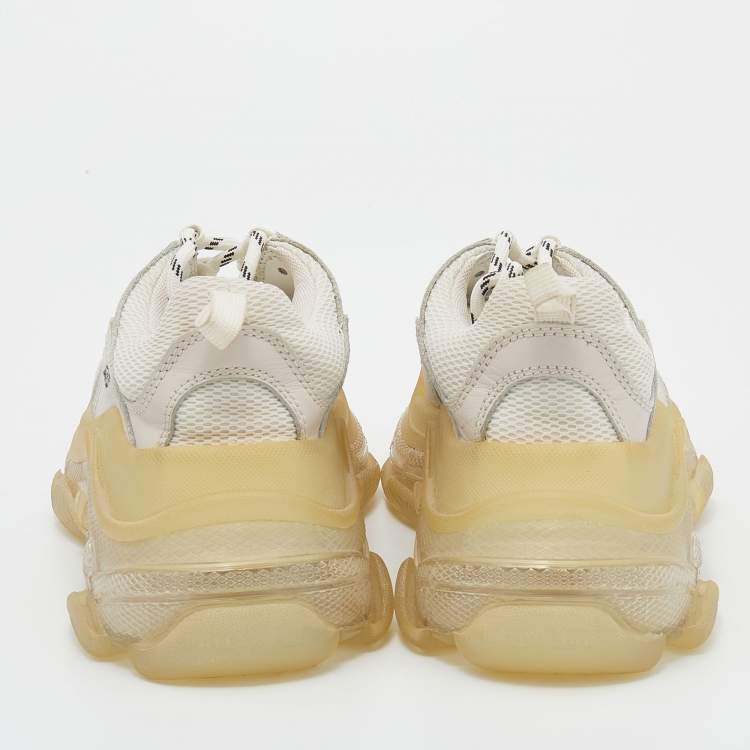 Pre Owned Balenciaga Tri Color Leather And Mesh Triple S Clear Trainer Sneakers Size 36