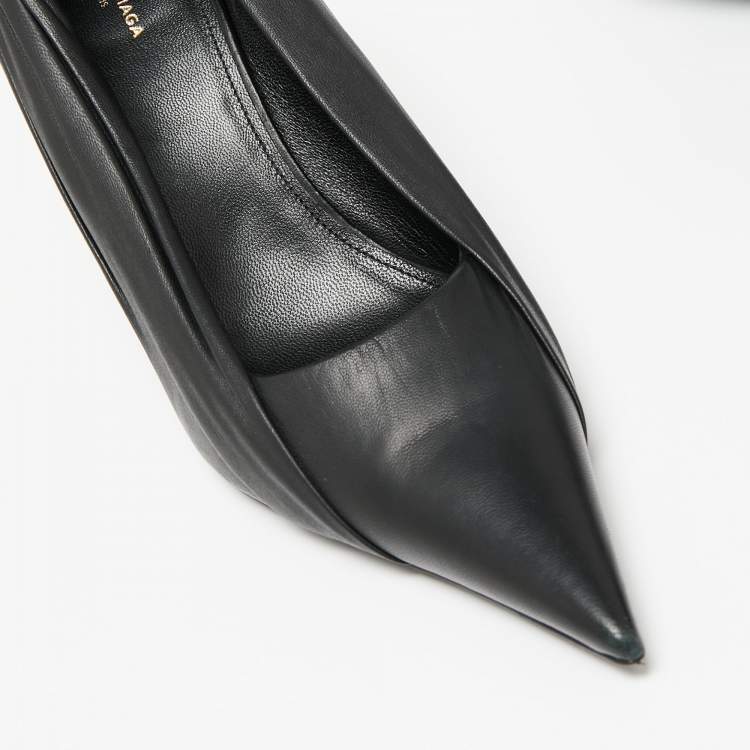 Pre Owned Balenciaga Black Leather Knife Pumps Size 40