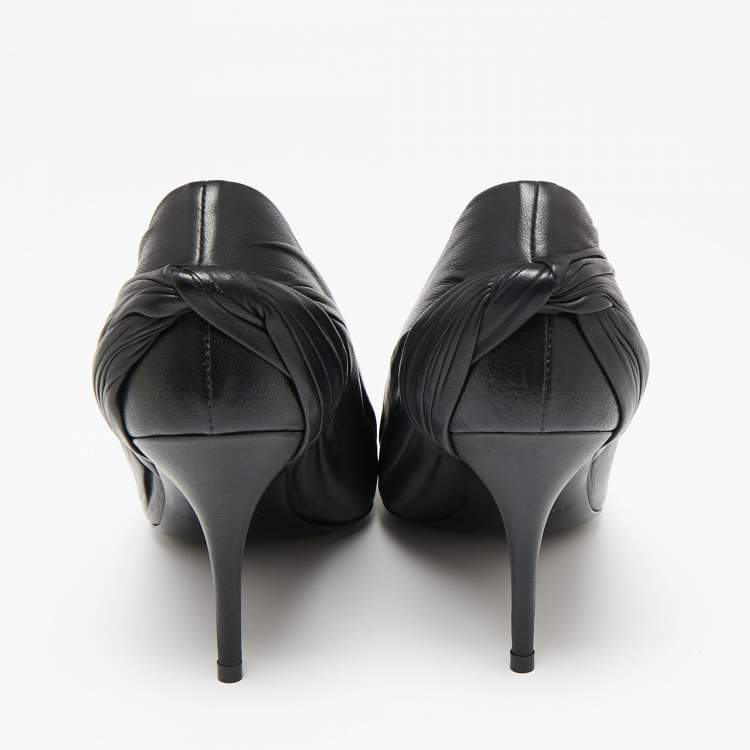 Pre Owned Balenciaga Black Leather Knife Pumps Size 40