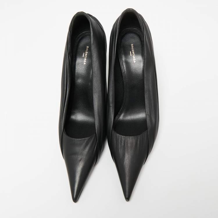 Pre Owned Balenciaga Black Leather Knife Pumps Size 40