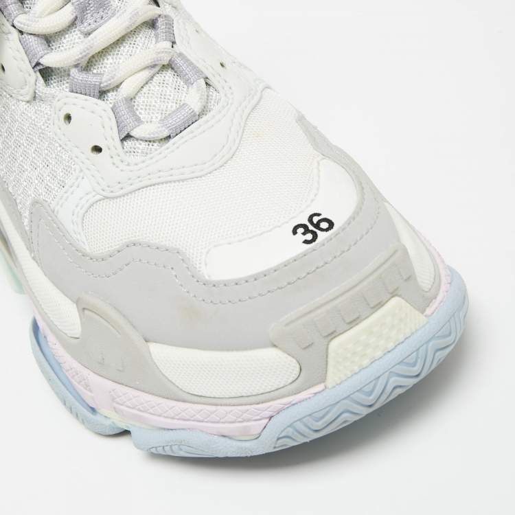 Pre Owned Balenciaga  Multicolor Mesh And Leather Triple S Sneakers Size 36