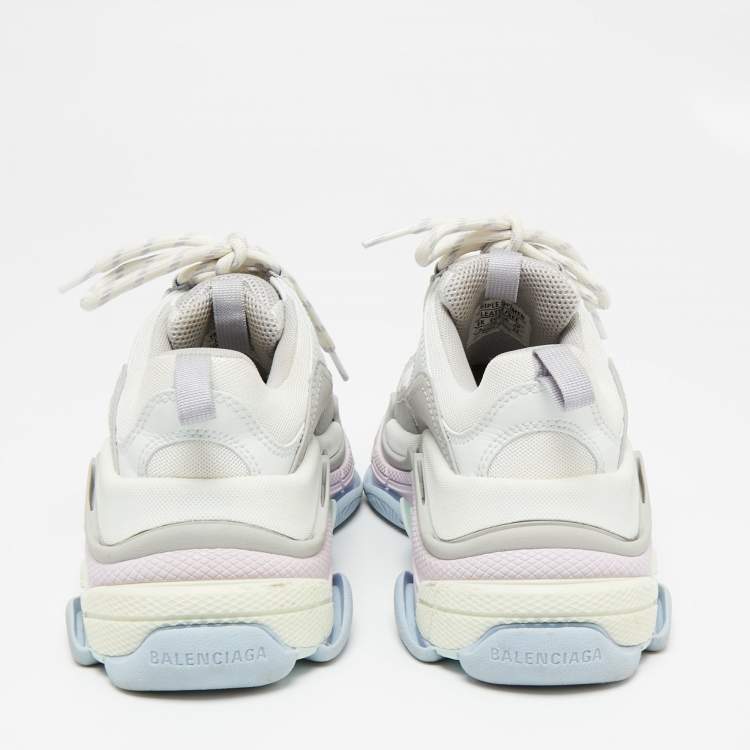Pre Owned Balenciaga  Multicolor Mesh And Leather Triple S Sneakers Size 36