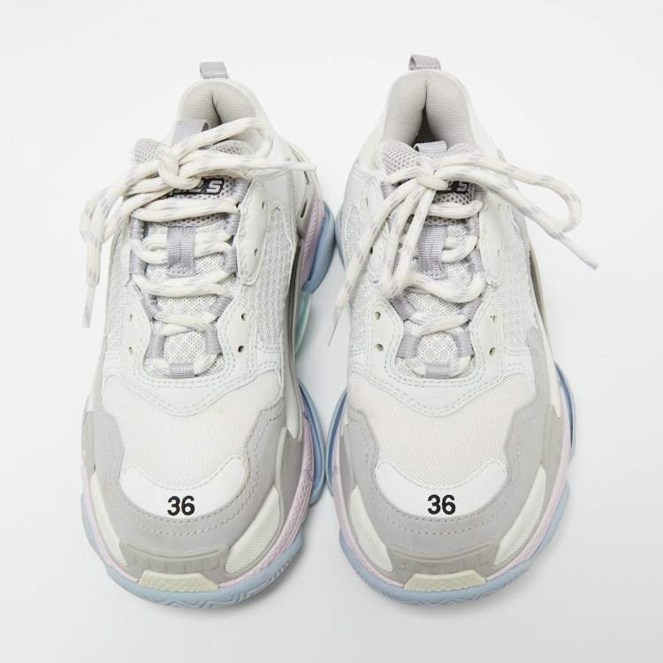 Pre Owned Balenciaga  Multicolor Mesh And Leather Triple S Sneakers Size 36