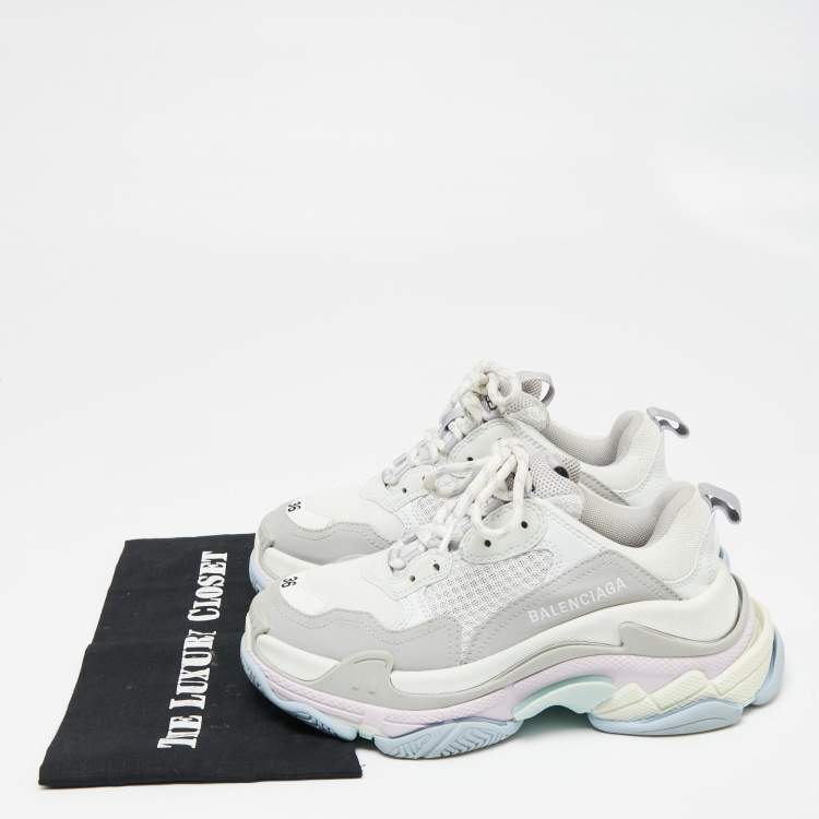 Pre Owned Balenciaga  Multicolor Mesh And Leather Triple S Sneakers Size 36