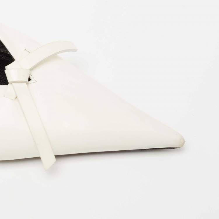 Pre Owned Balenciaga White Leather Knife Pointed Toe Mules Size 38