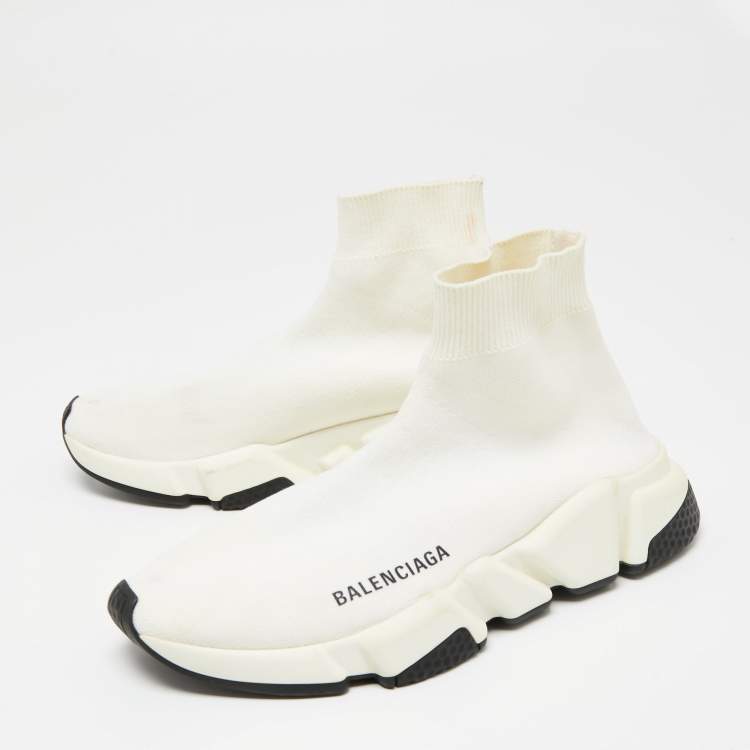 Balenciaga Off-White Knit Fabric Speed High Top Sneakers Size 37 Balenciaga | TLC