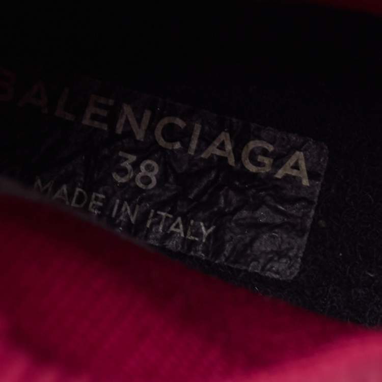 Pre Owned Balenciaga Burgundy Knit Fabric Speed Trainer High-Top Sneakers Size 38