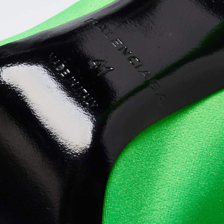 Pre Owned Balenciaga Green Spandex Fabric Knife Mid Calf Pointed Toe Boots Size 41
