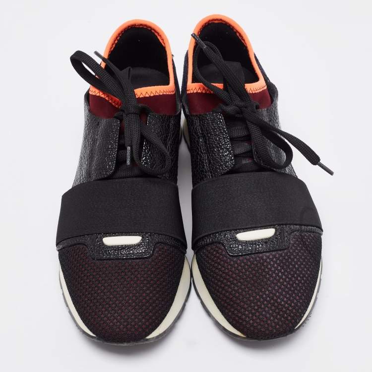 Pre Owned Balenciaga Tricolor Suede And Leather Race Runner Sneakers Size 39
