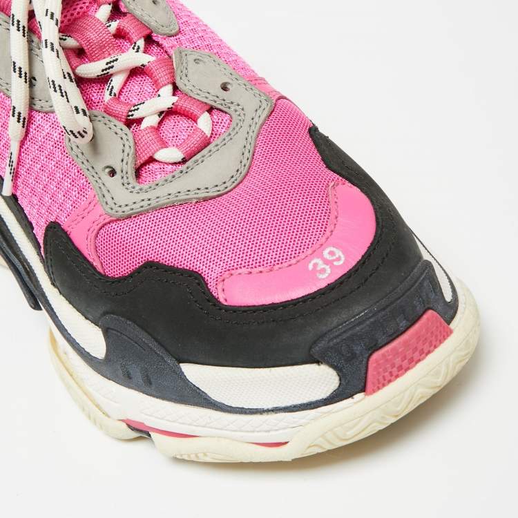 Pre Owned Balenciaga Multicolor Nubuck Leather And Mesh Triple S Clear Sneakers Size 39