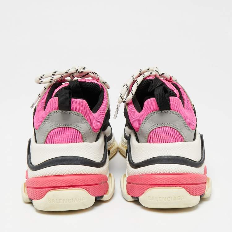 Pre Owned Balenciaga Multicolor Nubuck Leather And Mesh Triple S Clear Sneakers Size 39