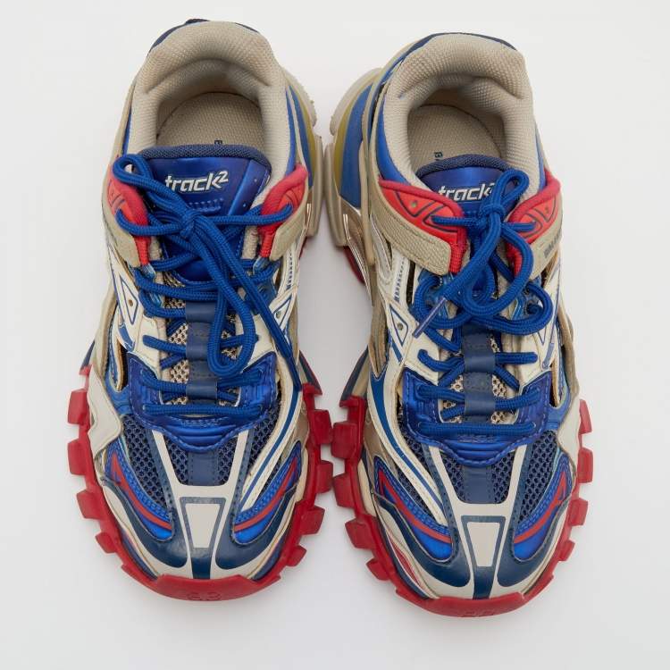 Pre Owned Balenciaga Multicolor Mesh And Synthetic Leather Track 2 Low Top Sneakers Size 38